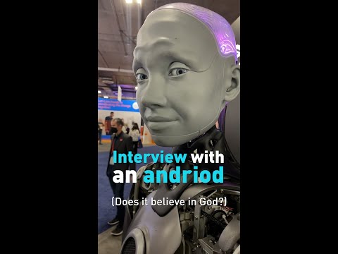 Do androids believe in God? Watch our interview with Ameca, a humanoid #robot at #CES2022 #Shorts