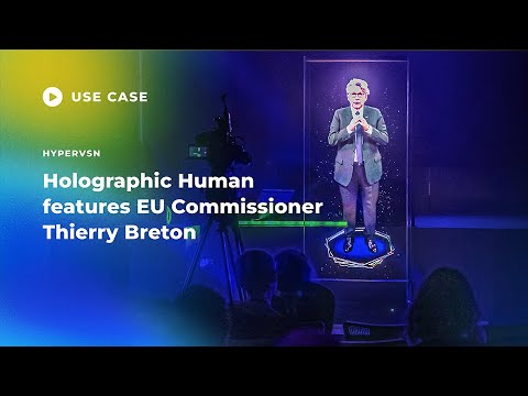 EU Commissioner Thierry Breton appears as HYPERVSN SmartV Holographic Human at Italian Tech Week